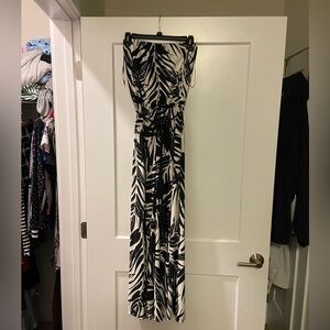 Black and White Leaf Print Jumpsuit